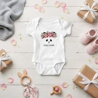 Cute Panda Ours Visage Floral Couronne Baby Bodysu