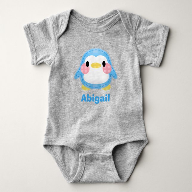 Body Cute Patchwork Style Penguin Art Personalised (Devant)