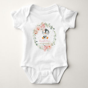 Body Cute Penguin Blush Floral 1er Anniversaire