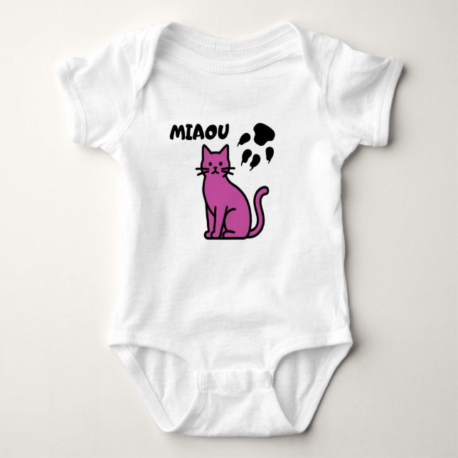 Body Cute Pink Cat “MIAOU” Baby Bodysuit (Devant)