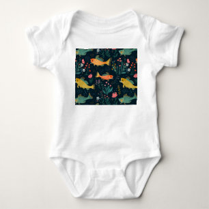 Body Cute poisson d'or sous-marin Koi Motif Plante aqua