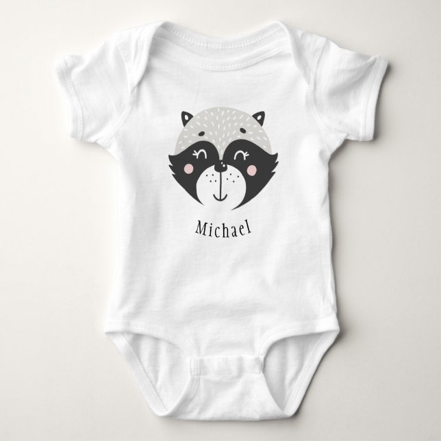 Body Cute Racoon Personnalisé Baby Jersey Bodysuit (Devant)