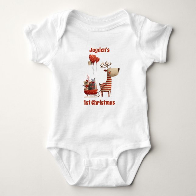 Body Cute Red Baby Boy Girl Reindeer 1st Christmas  (Devant)
