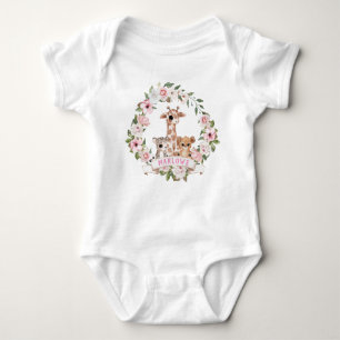 Body Cute Safari Bébé Animaux Rose Rose Floral