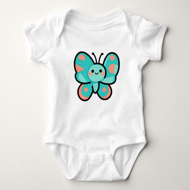 Body Cute Teal Butterfly Kawaii Art Baby Clothes (Devant)