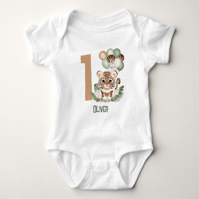Body Cute Tiger Cub Wild One Boy 1er Anniversaire (Devant)