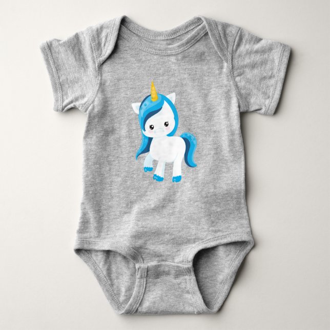 Body Cute Unicorn, Magique Unicorne, Hiver, Snowflakes (Devant)