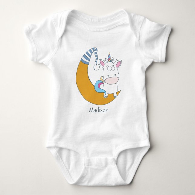 Body Cute Unicorn nom personnalisé vêtements pour enfan (Devant)