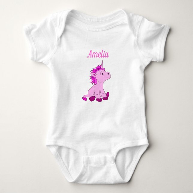 Body Cute Unicorn rose Baby Girl Nom (Devant)
