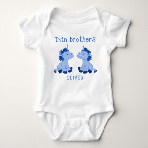 Body Cute Unicorn Twin Brothers Baby Bodysuit avec nom