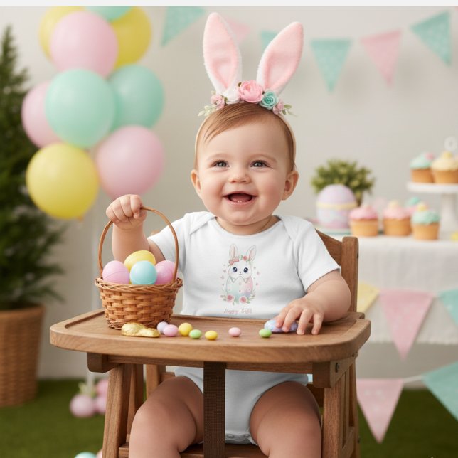 Body Cute Watercolor Baby Bunny & Pastel Easter Egg  (Créateur téléchargé)