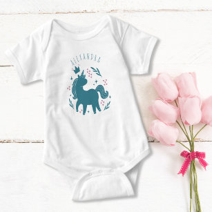 Body Cute Whimsical Turquoise Rose Unicorn Cheval