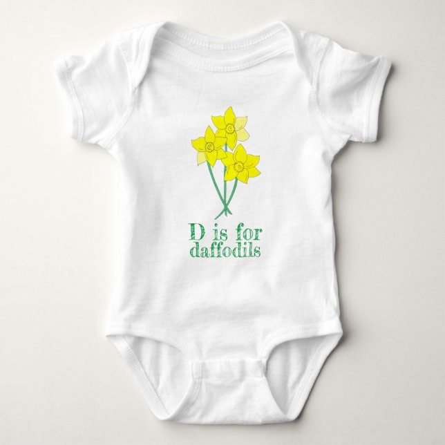 Body D est pour DAFFODILS Fleurs Jaunes Alphabet ABC (Devant)