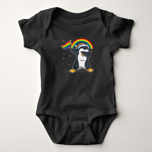 Body Dabbing Penguin Rainbow LGBT (Devant)