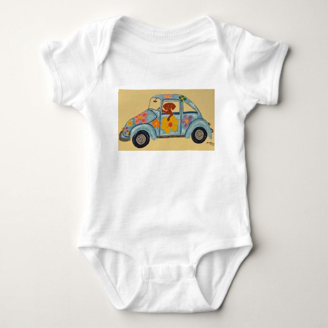 Body Dachshund dans une voiture hippie (Devant)