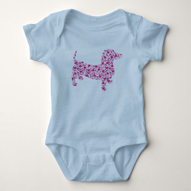 Body Dachshund fait dans les petits Coeurs roses (Devant)