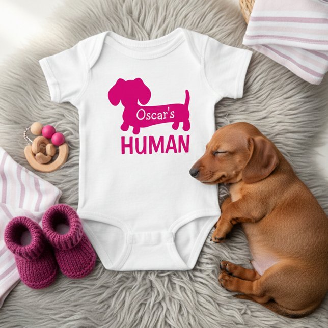 Body Dachshund's Best Human Personnalisé (Funny dachshund personalized baby outfit - dog's human)