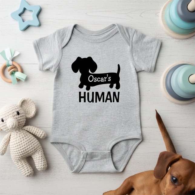 Body Dachshund's Best Human Personnalisé (Personalized dachshund owner baby shower gift - include dog's name)