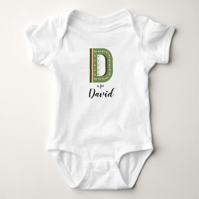 Body David Nom Lettre de Révélation D Boy Retro Vert Mo (Devant)