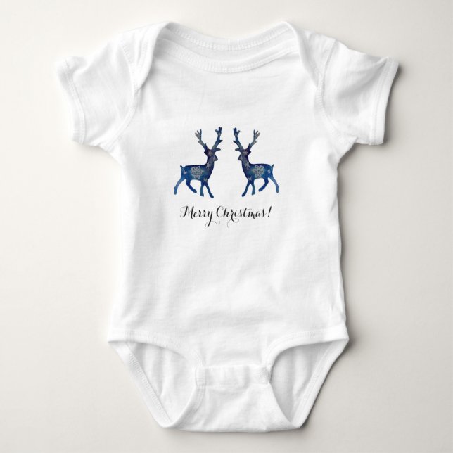 Body Deers Snow Mandala Baby Jersey Bodysuit, Blanc (Devant)