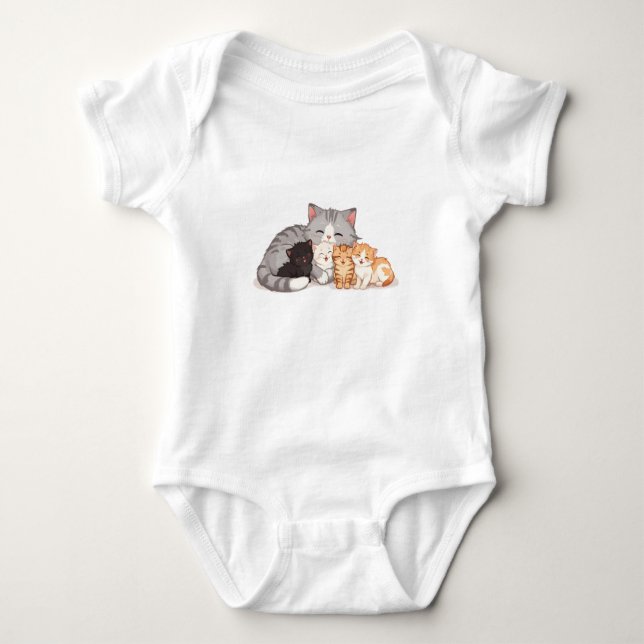 Body Design - Kitten Family Cuddle Portrait - T-Shirt  (Devant)