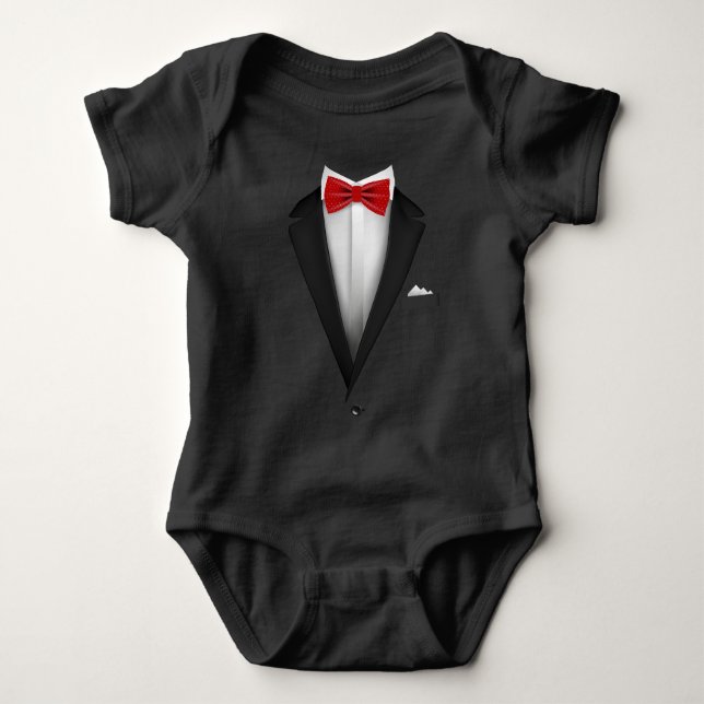 Body Design Tuxedo avec Red Bowtie Pour Mariages (Devant)
