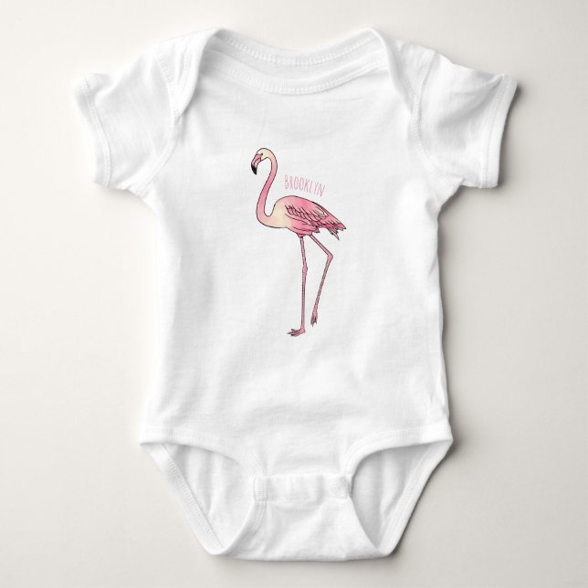Body dessin animé d'oiseau Flamant rose (Devant)