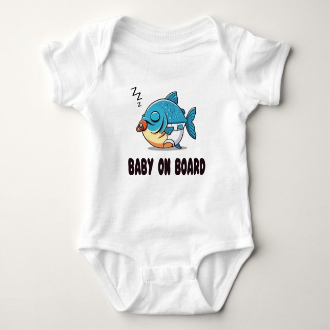 Body Dessin animé drôle de bébé poisson endormi - Bébé  (Devant)