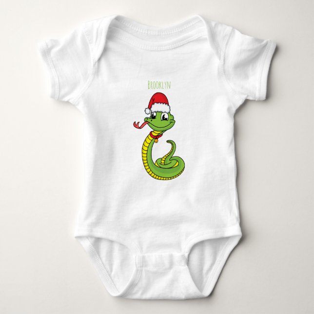 Body Dessin animé d'un serpent vert mignon avec un chap (Devant)