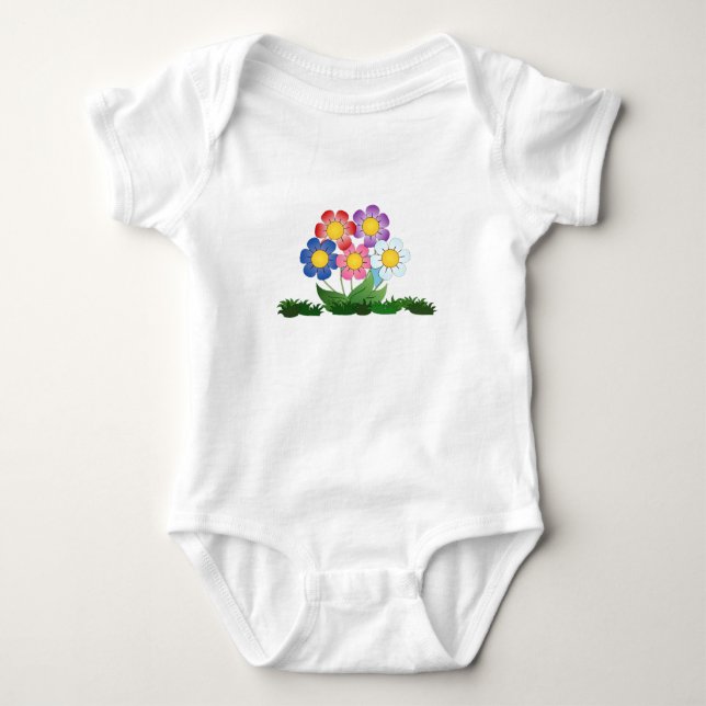Body Dessin Carton Fleur Coloré Avec Herbe (Devant)
