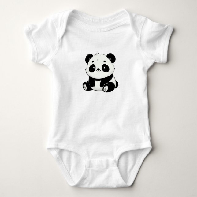 Body Dessin de panda noir et blanc adorable (Devant)