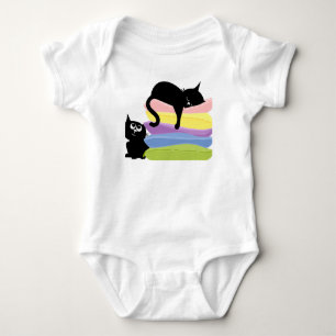Body Deux chatons noirs bébé arc-en-ciel bodysuit