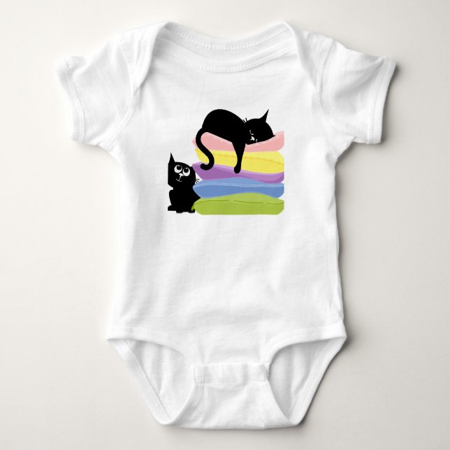Body Deux chatons noirs bébé arc-en-ciel bodysuit (Devant)