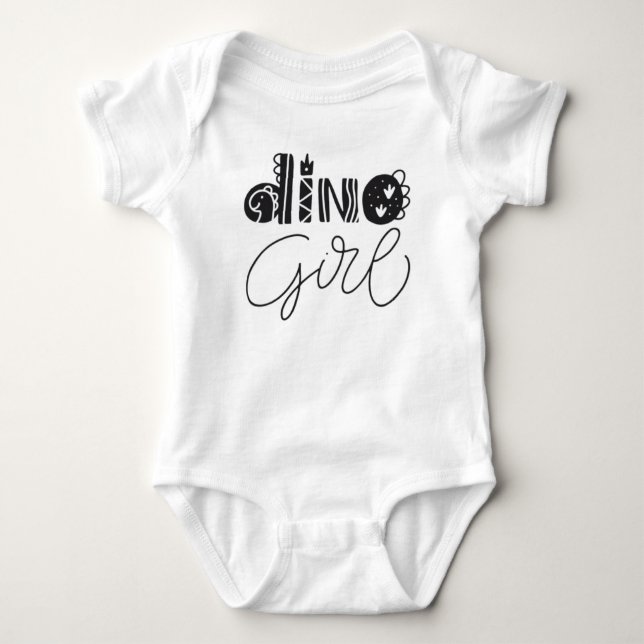Body Dino Girl Baby Bodysuit - Cute Dinosaur Graphic  (Devant)