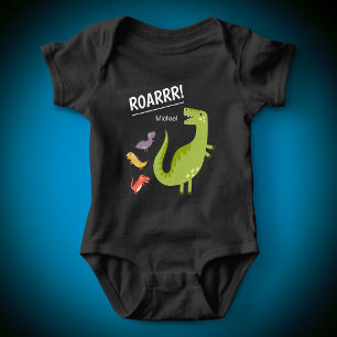 Body Dinosaur Roar Green Monogramme Garçon