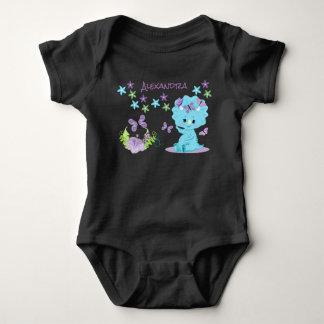 Body Dinosaure Bébé Bleu Floral Personnalisé