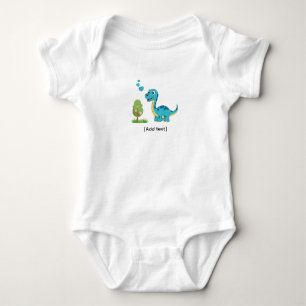 Body Dinosaure Bleu Adorable avec des Cœurs - Brachiosa