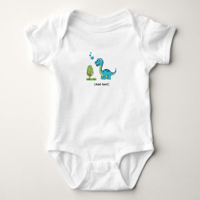 Body Dinosaure Bleu Adorable avec des Cœurs - Brachiosa (Devant)
