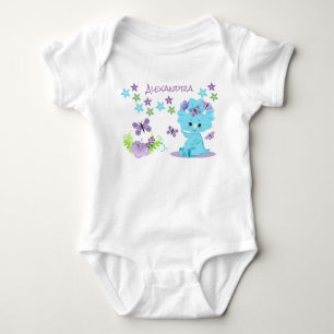 Body Dinosaure de bébé bleu floral personnalisé