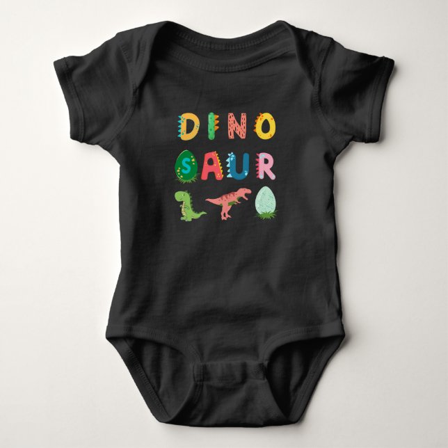 Body Dinosaure noir drôle coloré mignon unique (Devant)