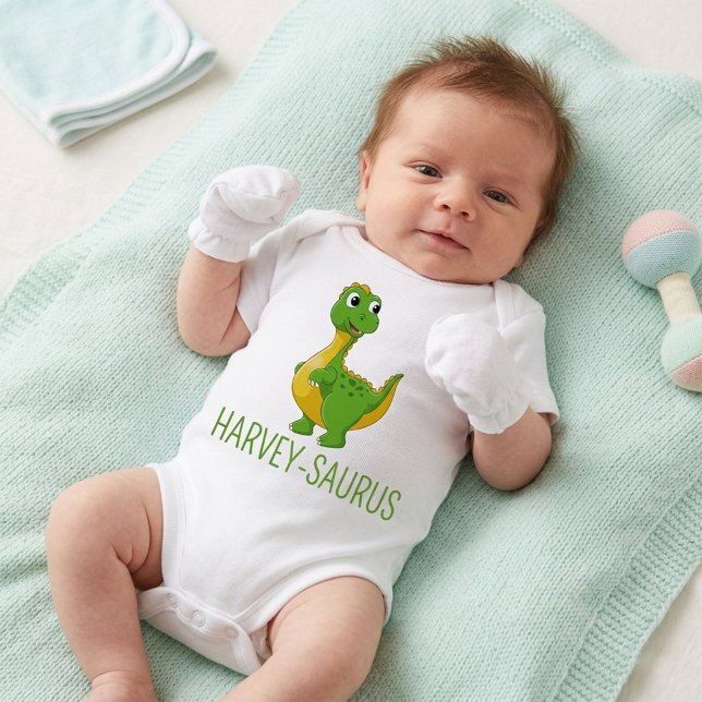 Body Dinosaure personnalisé avec un nom mignon (Custom Name Cute Dinosaur Baby Shower)