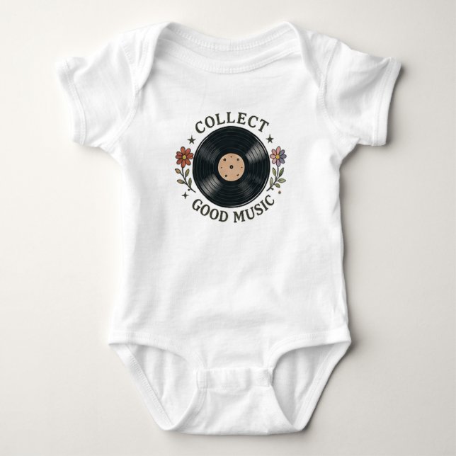 Body Disque Vinyle Rétro Fleur "Collect Good Music" (Devant)