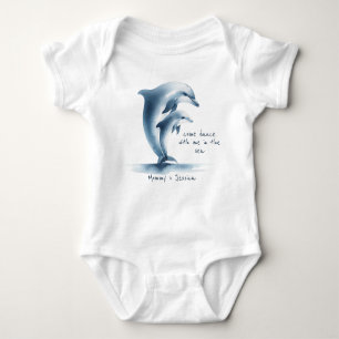 Body Dolphin Mère Bébé Bleu Aquarelle personnalisée