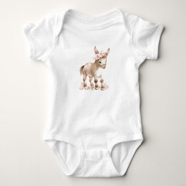 Body Donkey bébé doux avec fleurs Cadeau bébé (Devant)