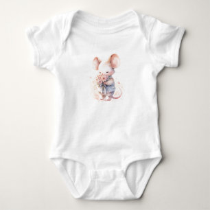 Body Douce souris bébé garçon avec des fleurs