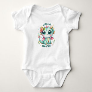 Body Dragon bébé aquarelle mignon mais floral dragonné