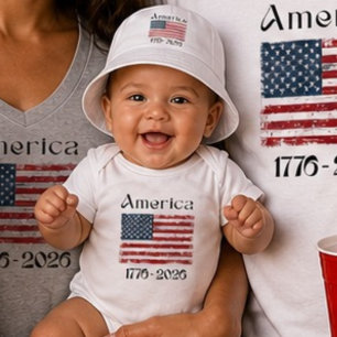 Body Drapeau Américain 1776 à 2026 Enfants 250e Anniver
