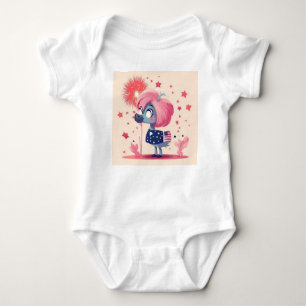 Body Drapeau américain avec Flamant rose Cartoon-69219