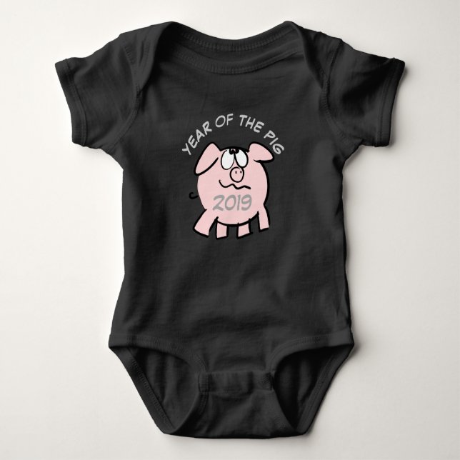 Body Drôle 2 dessin animé Cochon rose 2019 Bébé B (Devant)