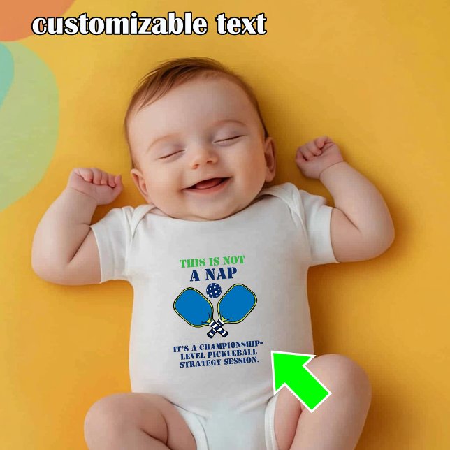 Body Drôle bébé pickleball sommeil (Funny pickleball baby t shirt with customizable text)